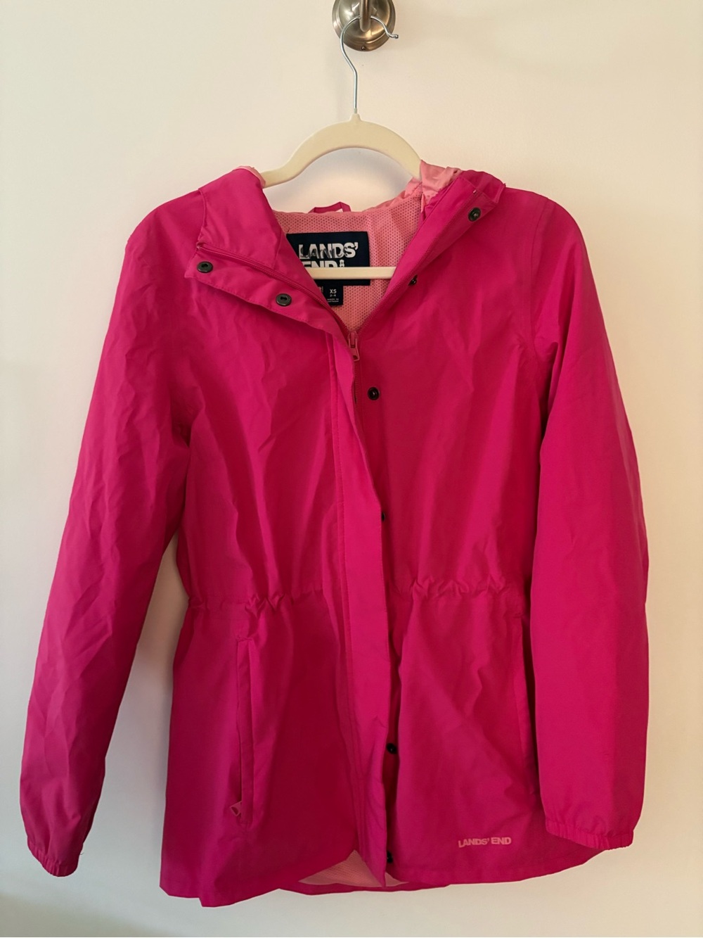 Lands' End Hot Pink Hooded Windbreaker